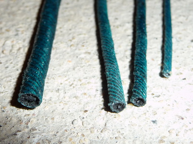 stopiny zelene ruzne velikosti detail